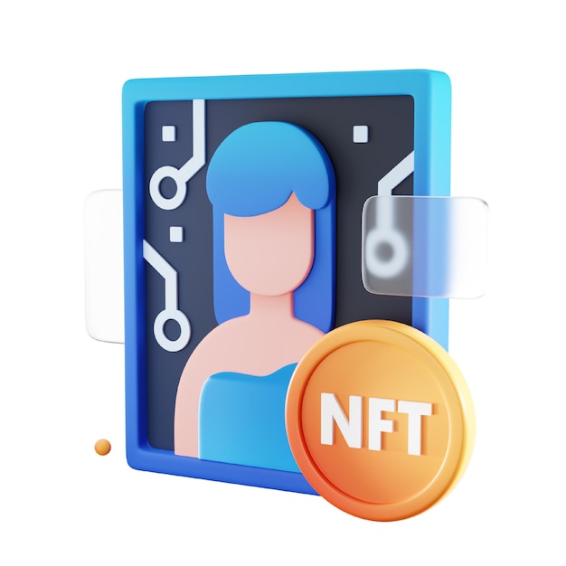 PSD nft frame art 3d icoon voor nonfungible token