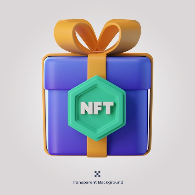 Nft gift box 3d icon illustration