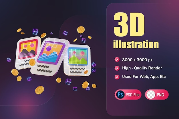 Изображение значка NFT и 3D-рендеринг криптовалюты