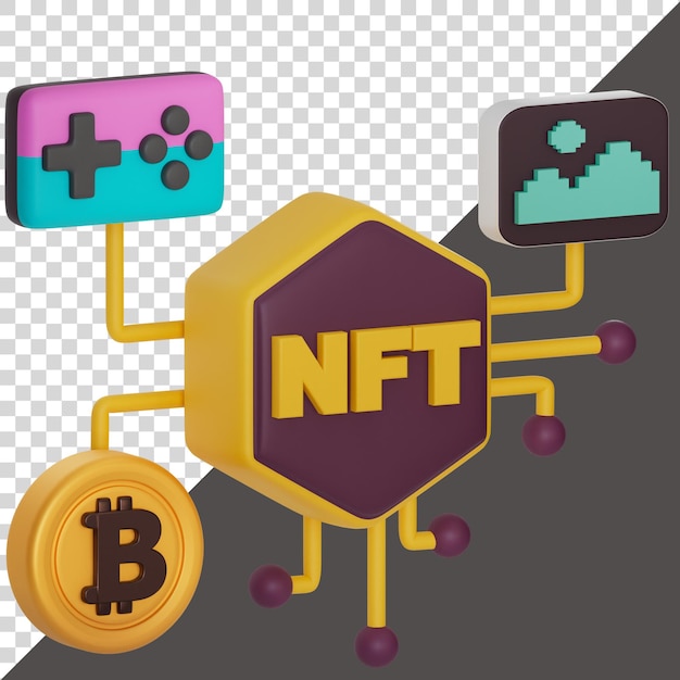 PSD nft is circulating and tradable 3d rendering