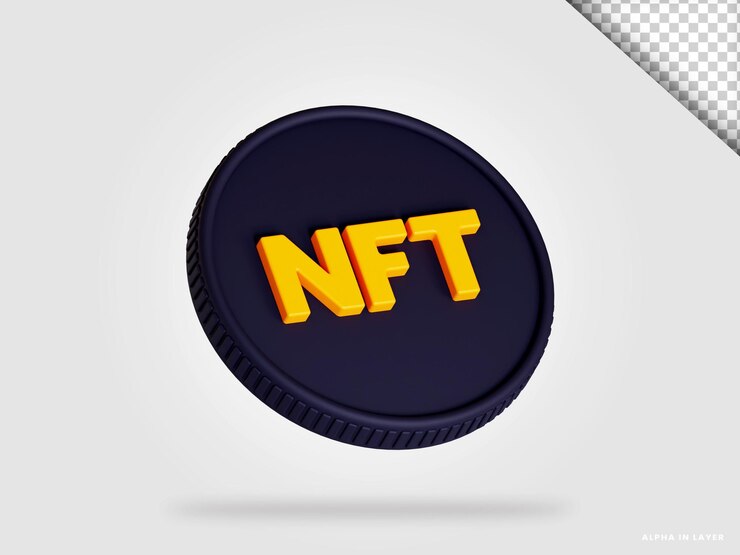 PSD nft jetonu 3d render izole edilmiş