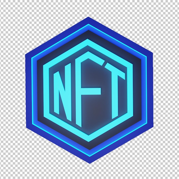 NFT-logo 3d render blockchain hoge resolutie cyaan thema elegant