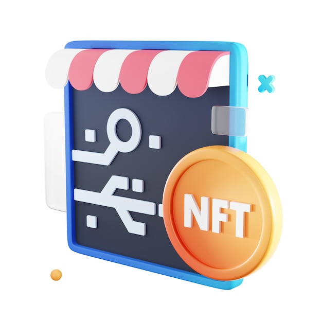 PSD nft-marktplaats 3d pictogram voor niet-fungibel token