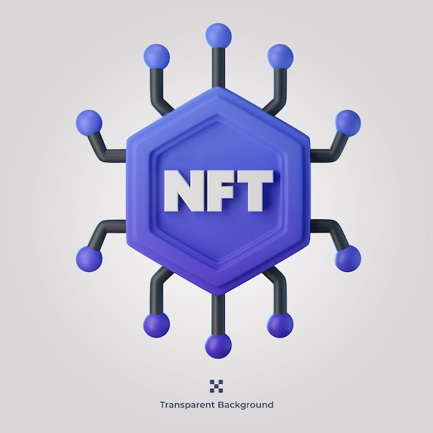 PSD Иллюстрация значка nft network 3d