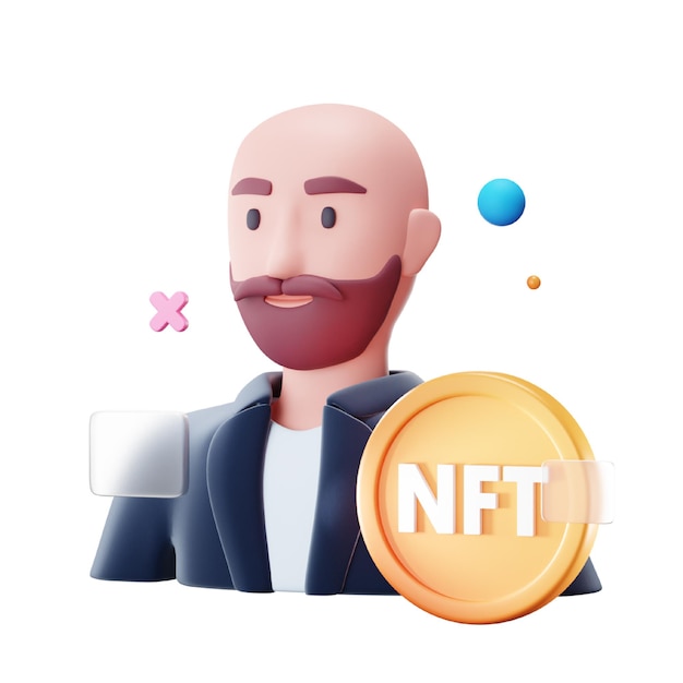 PSD nft owner 3d icon for nonfungible token