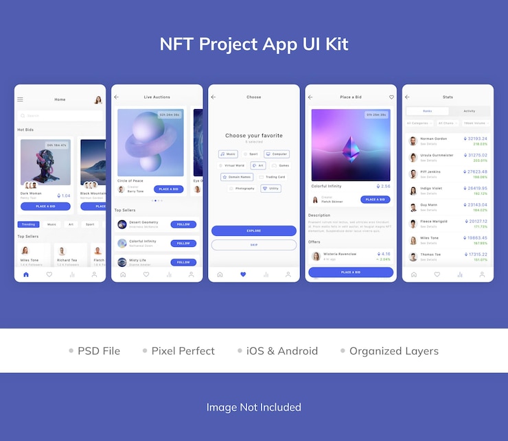 PSD nft project app ui kit