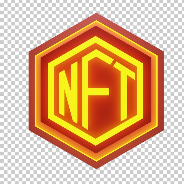 Nft赤いロゴ3dレンダリングブロックチェーン高解像度シアンテーマエレガント