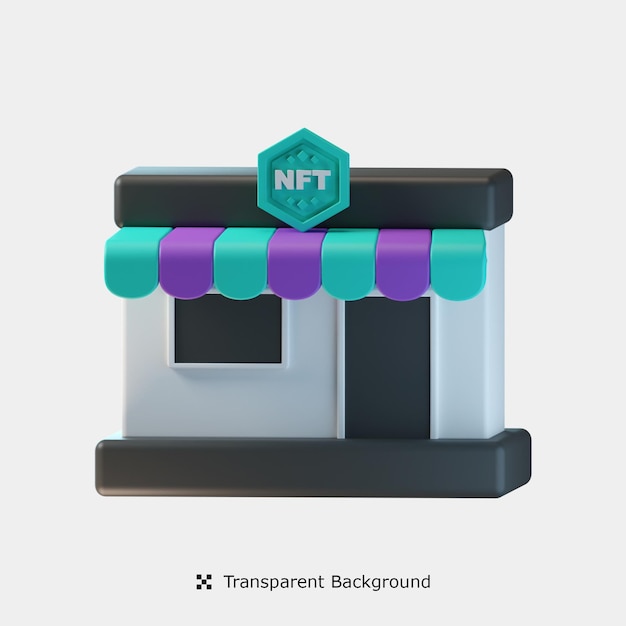 Nft store 3d иконка иллюстрация