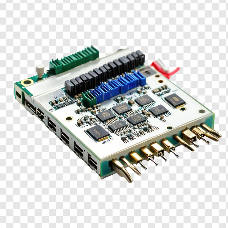 PSD nic with visible connectors and components isolated on transparent background