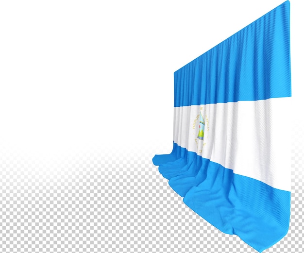 PSD 니카라과의 국기라는 3d 렌더링의 니카라과 깃발 커튼