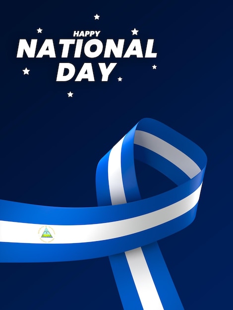 PSD 니카라과 국기 디자인 요소 국가 독립의 날 배너 리본