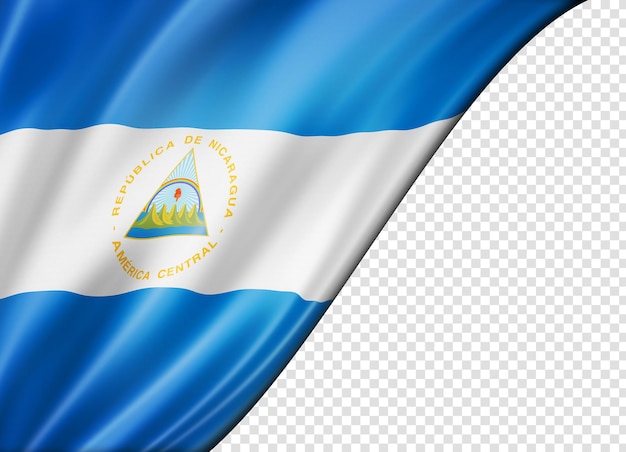 Bandiera del nicaragua isolata su banner bianco