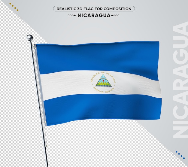 PSD nicaragua flag with realistic style