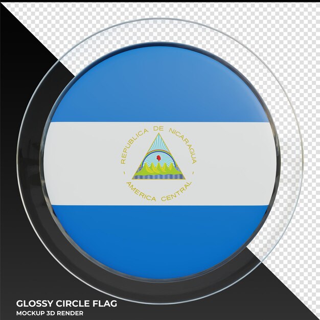 PSD nicaragua realistische 3d getextureerde glanzende cirkel vlag