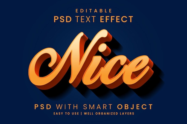 Nice 3d text effect editable text template psd file