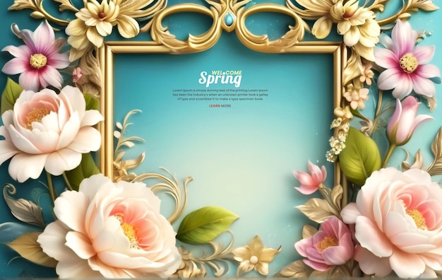 PSD 예고 추상적인 봄 아름다운 배경과 함께 다채로운 꽃 요소 템플릿