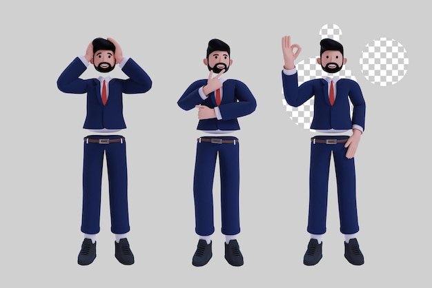 PSD nice businessman character 3d illustration