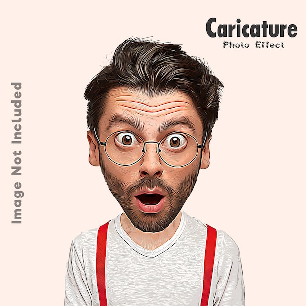 Nice funny caricature cartoon effect photo mockup