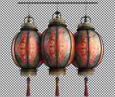 PSD nice looking ancient chinese lanterns isolated on transparent background