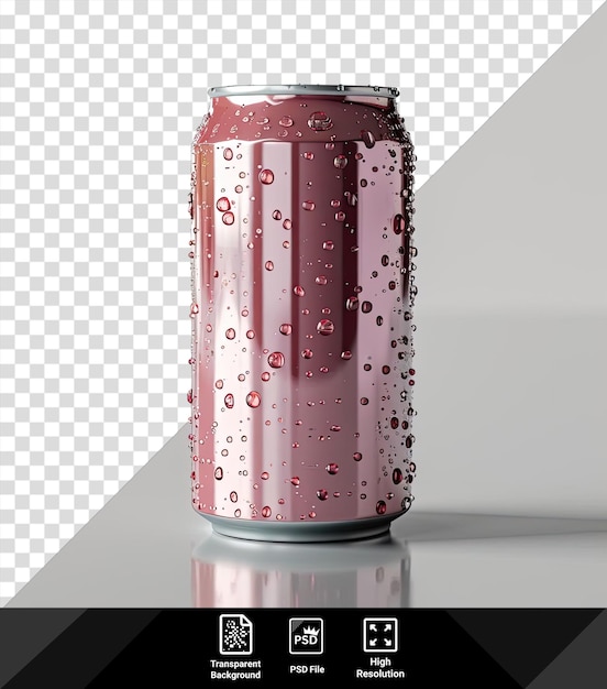 PSD nice pink empty can of drink a shiny reflection of a shiny surface