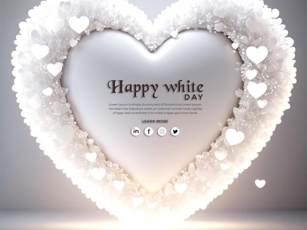 Nice white day banner design e sfondo luminoso bokeh con illustrazione