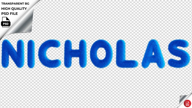 PSD nicholas typography blue fluffy text psd transparent