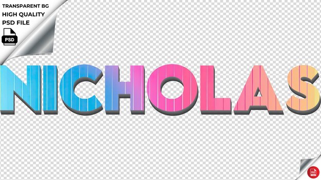 PSD nicholas typography rainbow colorful text texture psd transparent