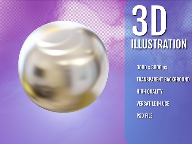 Nickel ball Nickel sphere 3d render