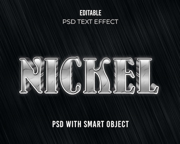 PSD nickel text effect silver editable