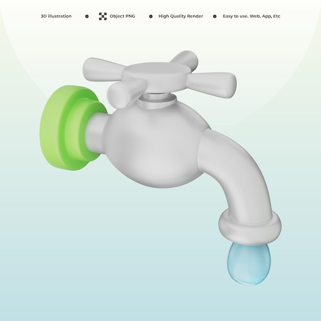 Niebieska kropla z kranu wodnego przyjazna dla środowiska ilustracja 3D