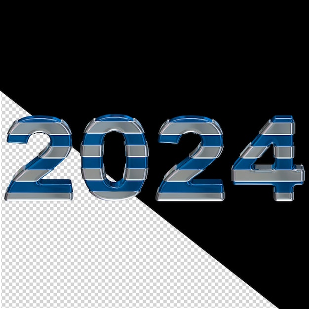 PSD niebieski 2024 nowy rok 3d