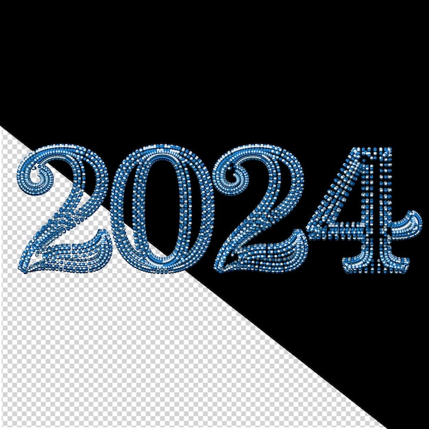 Niebieski 2024 Nowy Rok 3d