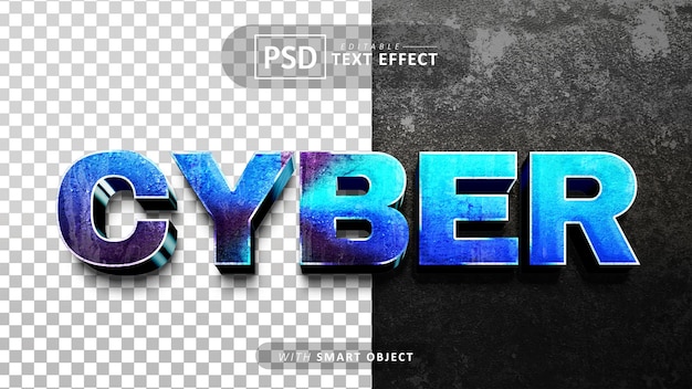 Niebieski Cyber Efekt Tekstowy 3d Edytowalny