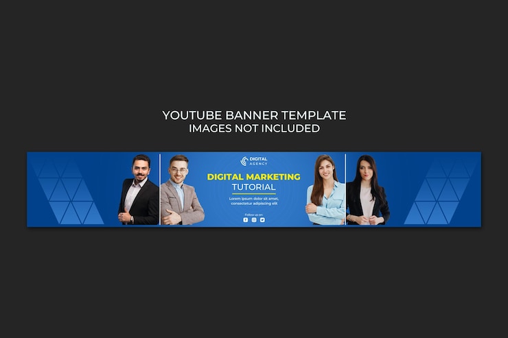 PSD niebieski gradient cyfrowy instytut marketingu szablon okładki youtube