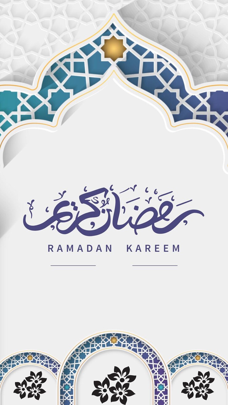 PSD niebieski i biały prosty ramadan kareem instagram story 1