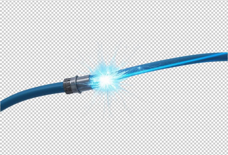 PSD niebieski kabel emituje wybuch cyfrowej energii png