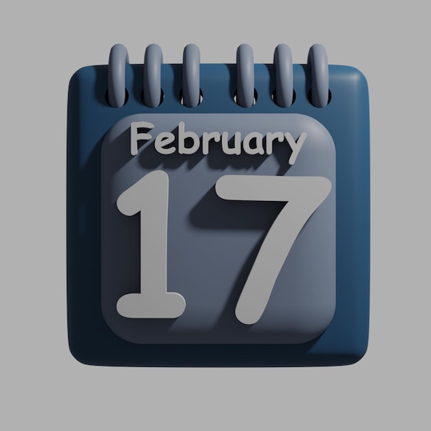 PSD niebieski kalendarz z datą 17 lutego