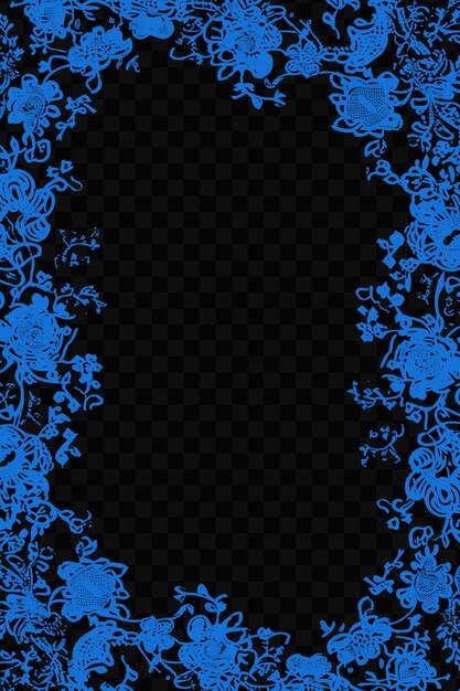 PSD niebieski kwiatowy wzór na czarnym tle