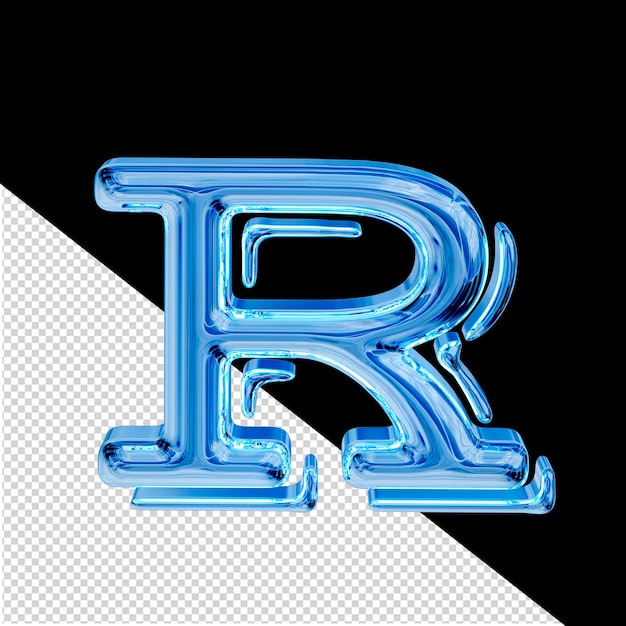 PSD niebieski lód 3d symbol litera r