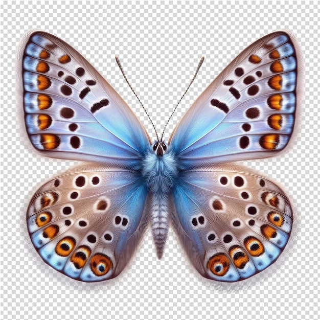PSD niebieski motyl z słowem 