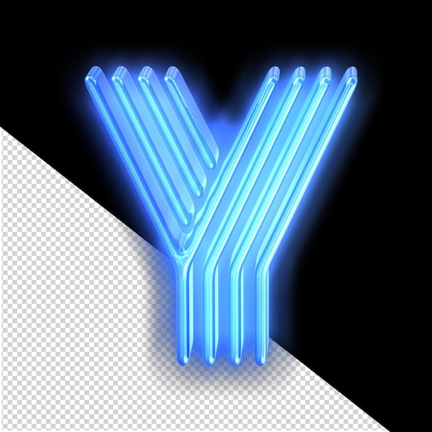 PSD niebieski neon symbol litera y