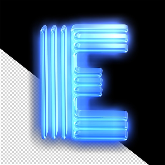 Niebieski Neonowy Symbol Litera E