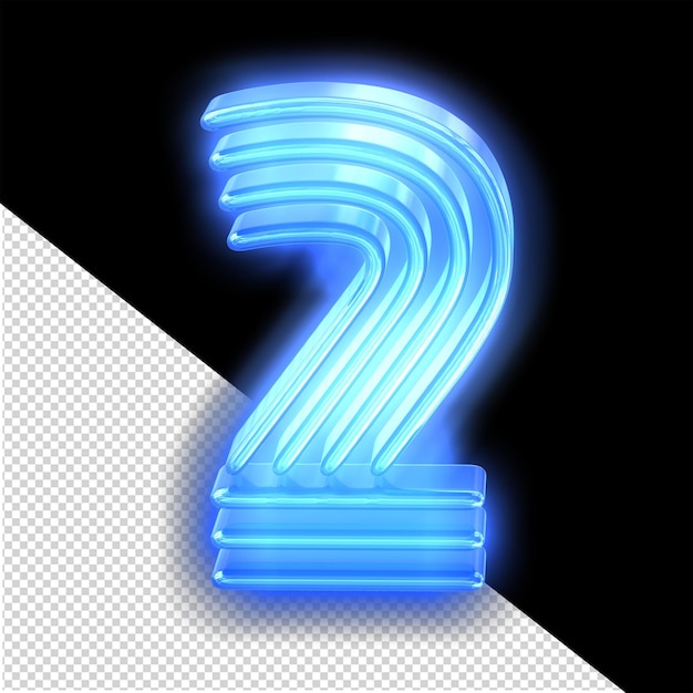 Niebieski Neonowy Symbol Numer 2