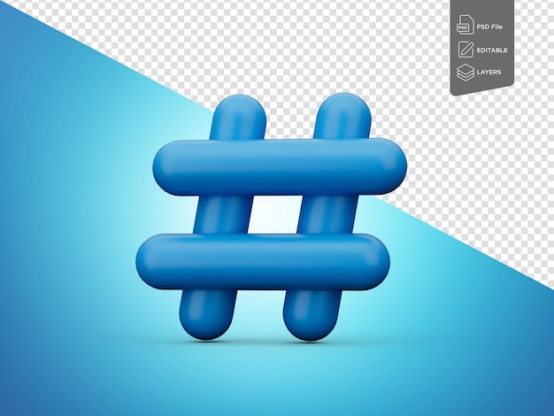 Niebieski Network Hashtag Icon Sign Tag Trend Social Follow Symbol Na Niebieskim Tle Ilustracja 3d