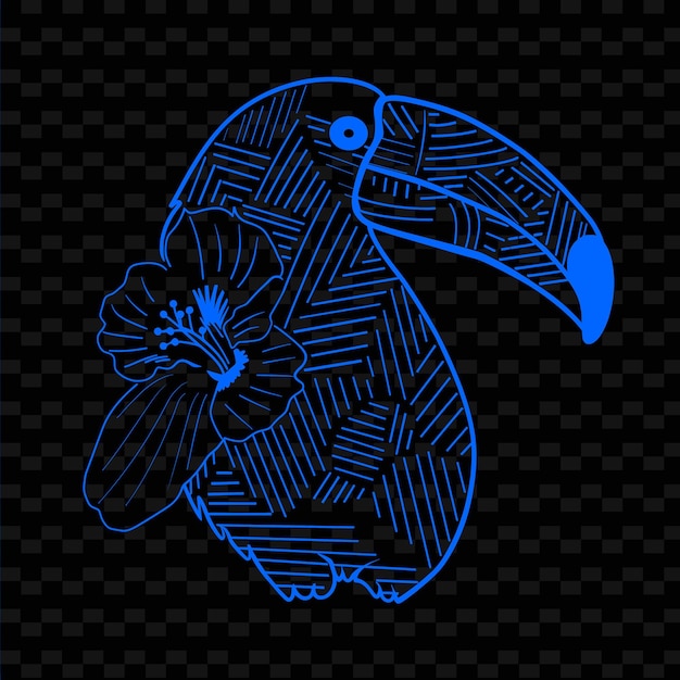 PSD niebieski pingwin z kwiatem w środku