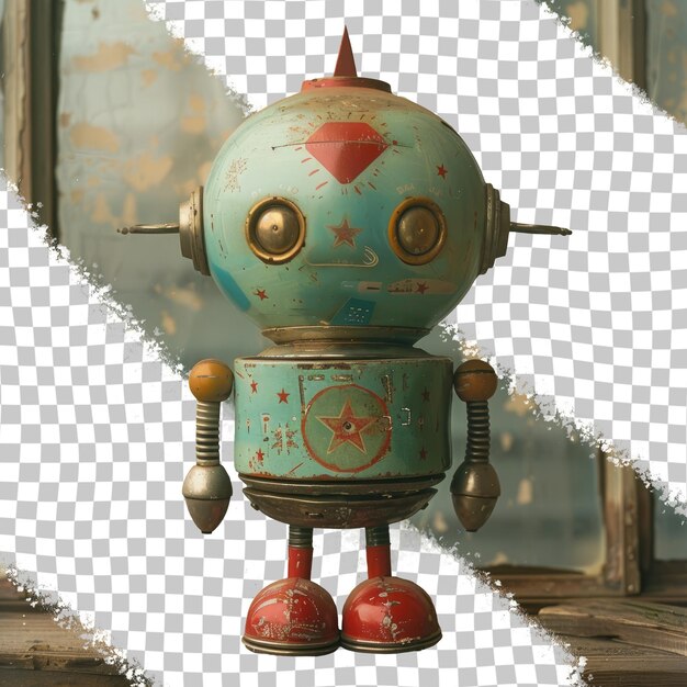 niebieski robot z napisem "robot"