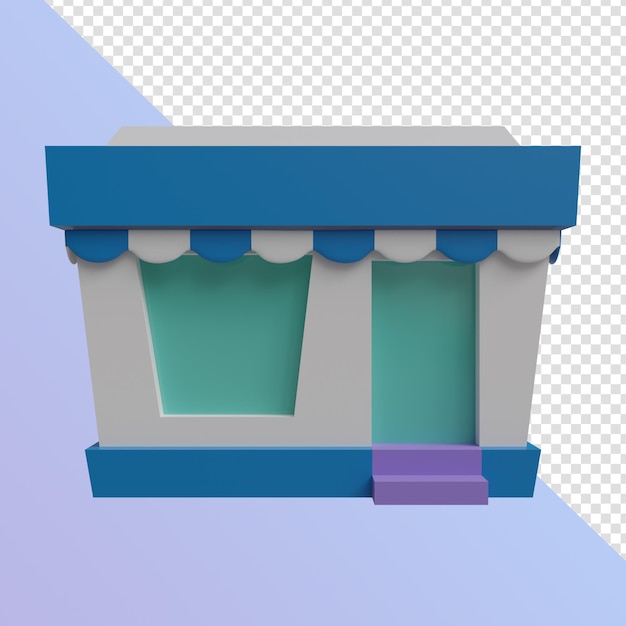 PSD niebieski sklep spożywczy 3d ikona renderowania