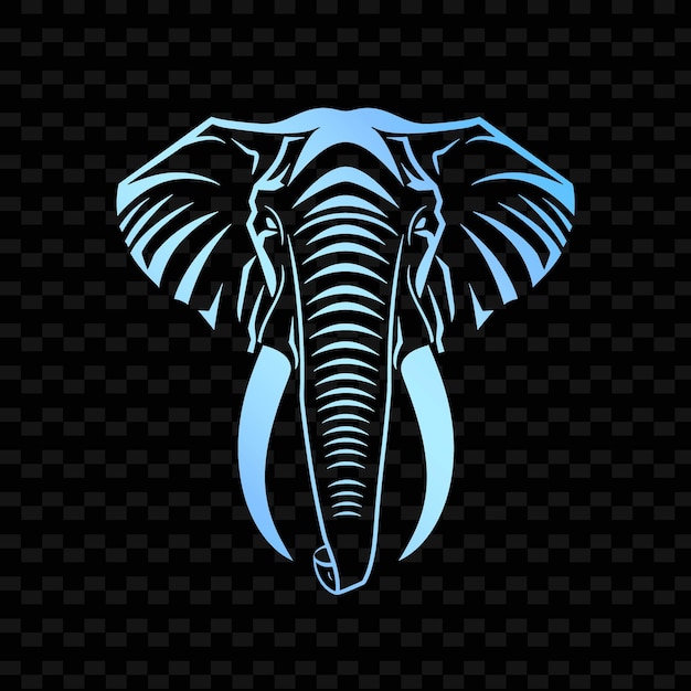 PSD niebieski słoń z niebieską twarzą na czarnym tle