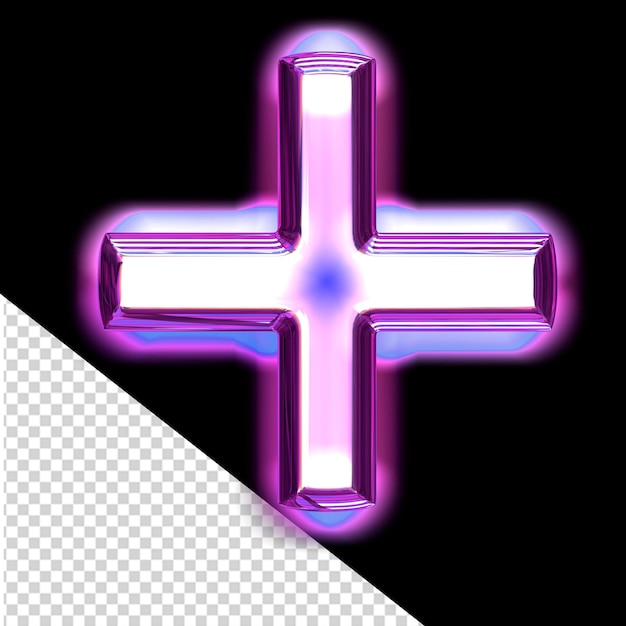 Niebieski symbol 3D w fioletowej ramce z blaskiem