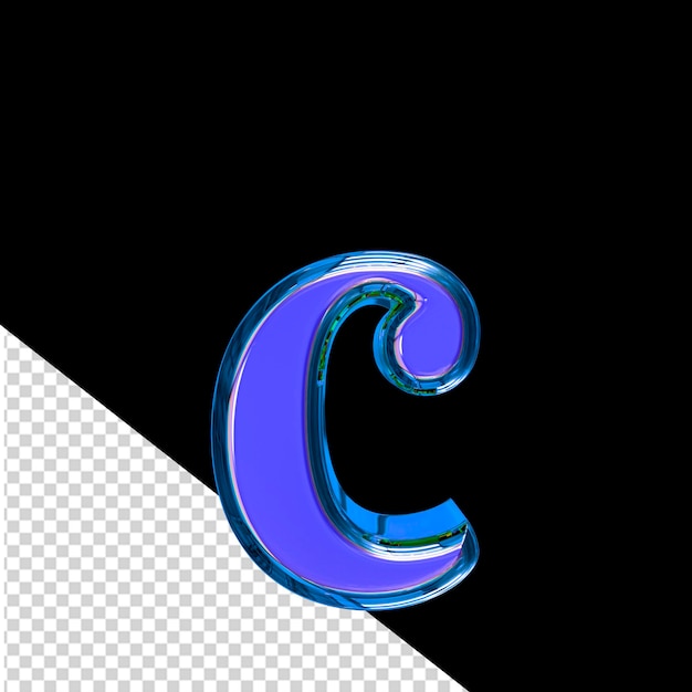 PSD niebieski symbol 3d w niebieskiej ramce litery c